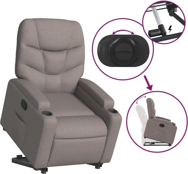 Actual product image vidaXL Recliner with stand-up aid fabric