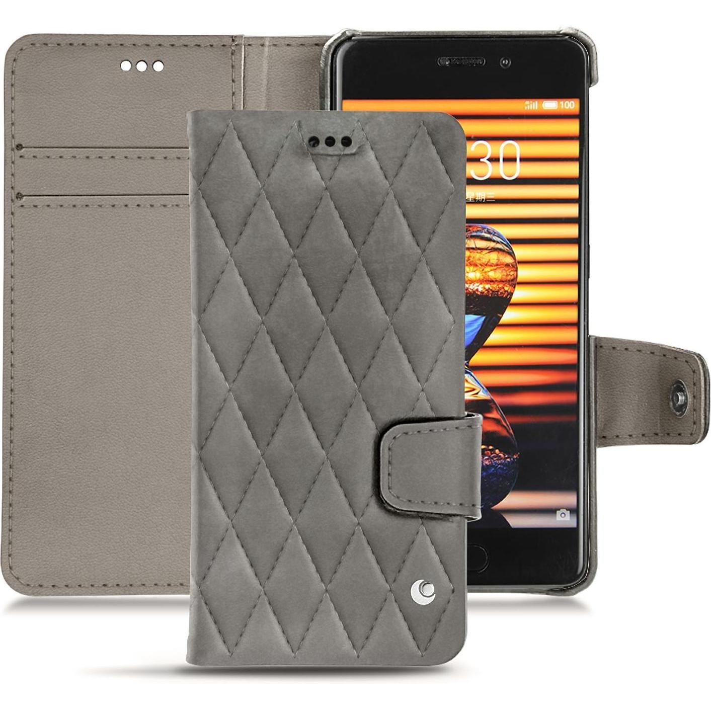 Thumbnail - Noreve Lederschutzhülle Wallet (Meizu Pro 7), Smartphone Hülle, Grau