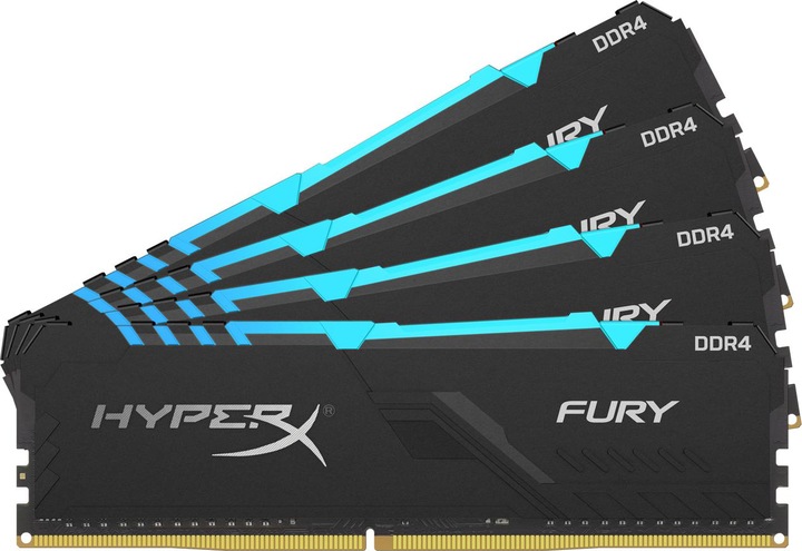 Produktbild Kingston Memory DDR4, CL16, DIMM, Kit of 4, HyperX FURY RGB (4 x 32GB, 2666 MHz, DDR4-RAM, DIMM)