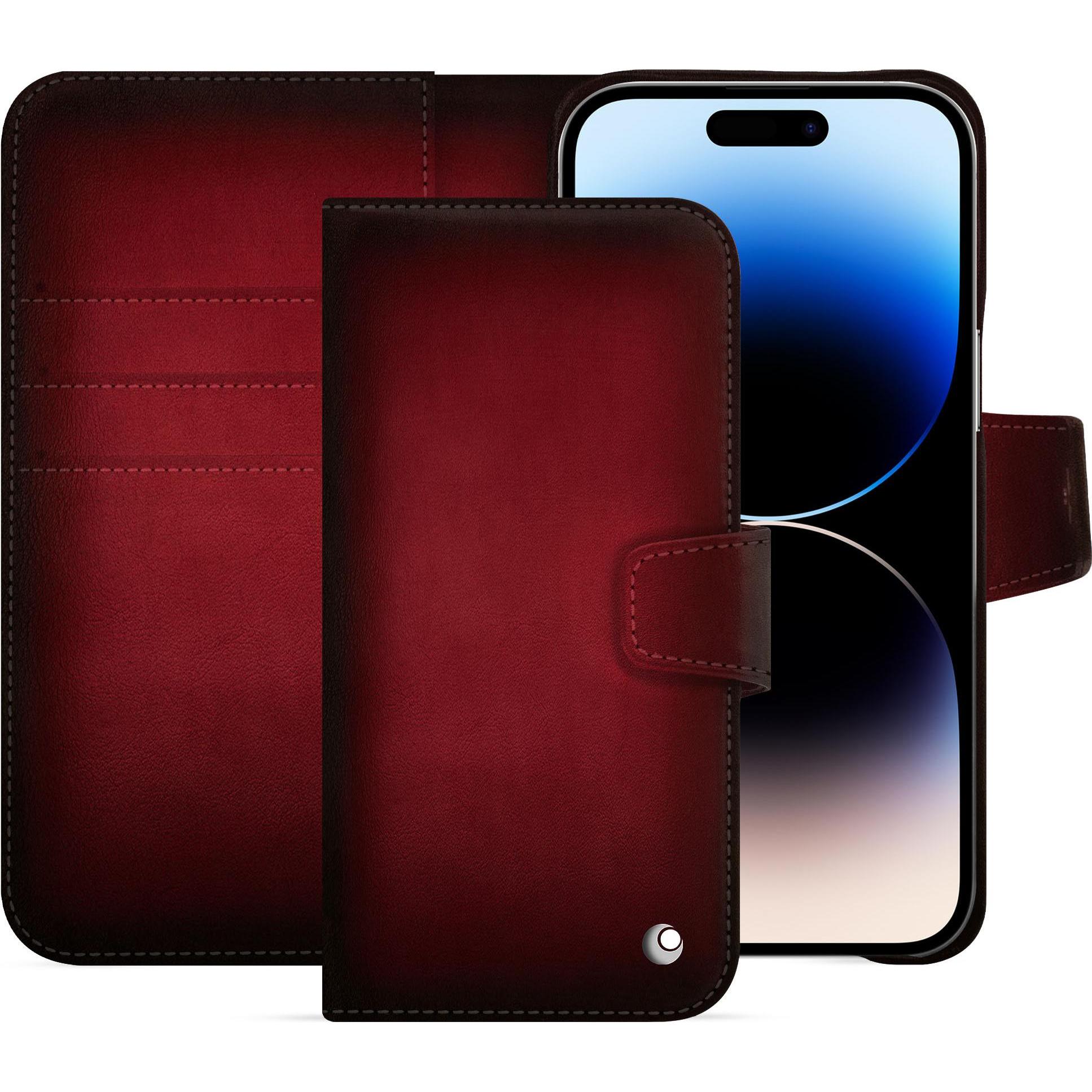 Noreve Lederschutzhülle Apple iPhone 15 Pro Max (Apple iPhone 15 Pro Max), Smartphone Hülle, Rot