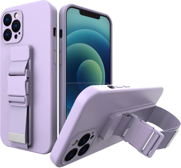 Produktbild Hurtel Rope case gel case with a chain lanyard bag lanyard iPhone 12 mini purple (Apple iPhone 12 mini)