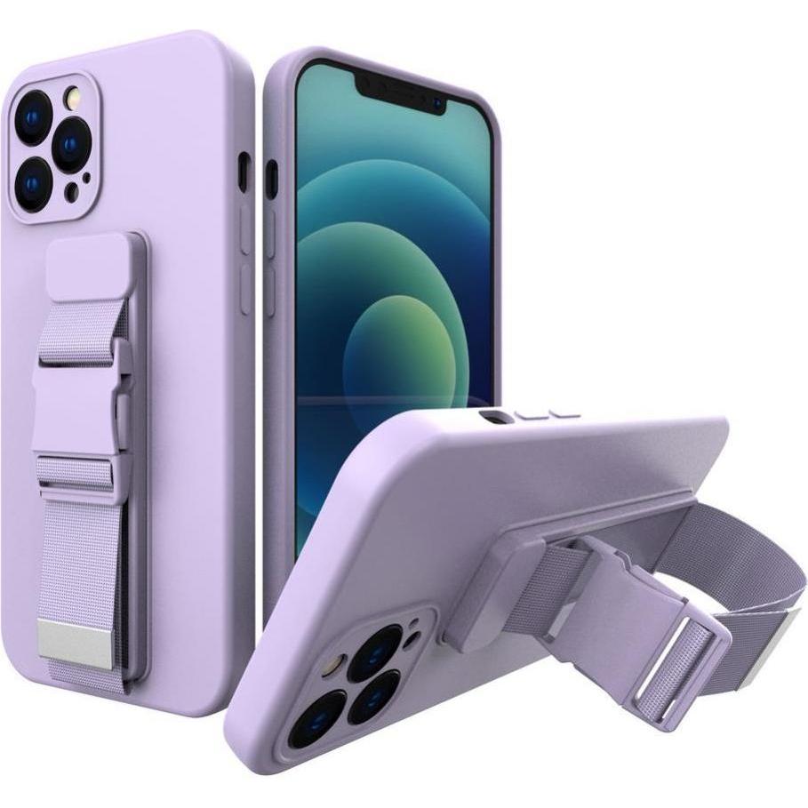 Hurtel Rope case gel case with a chain lanyard bag lanyard iPhone 12 mini purple (Apple iPhone 12 mini), Smartphone Hüll...