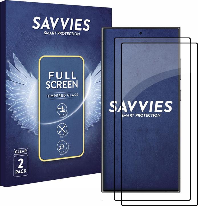 Produktbild Savvies Full-Screen Displayschutz Panzerglas Schutzglas (2 Stück, Samsung Galaxy S24 Ultra)
