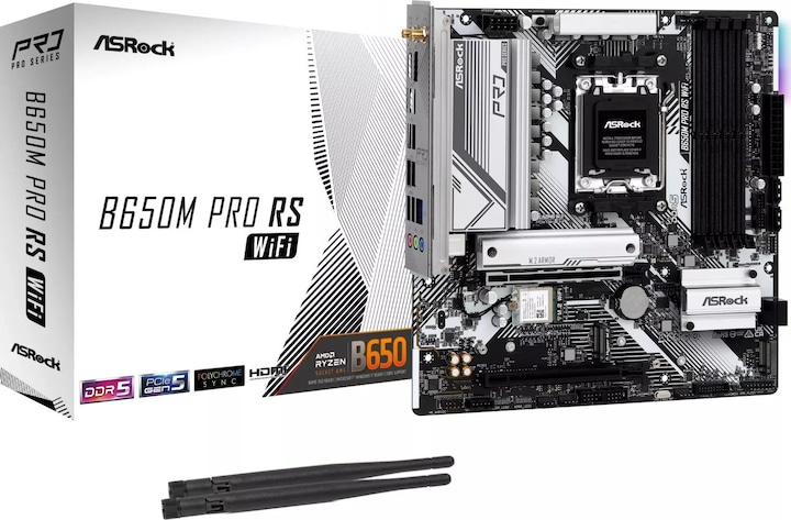 Actual product image AsRock B650M Pro RS WiFi (AM5, AMD B650, mATX)