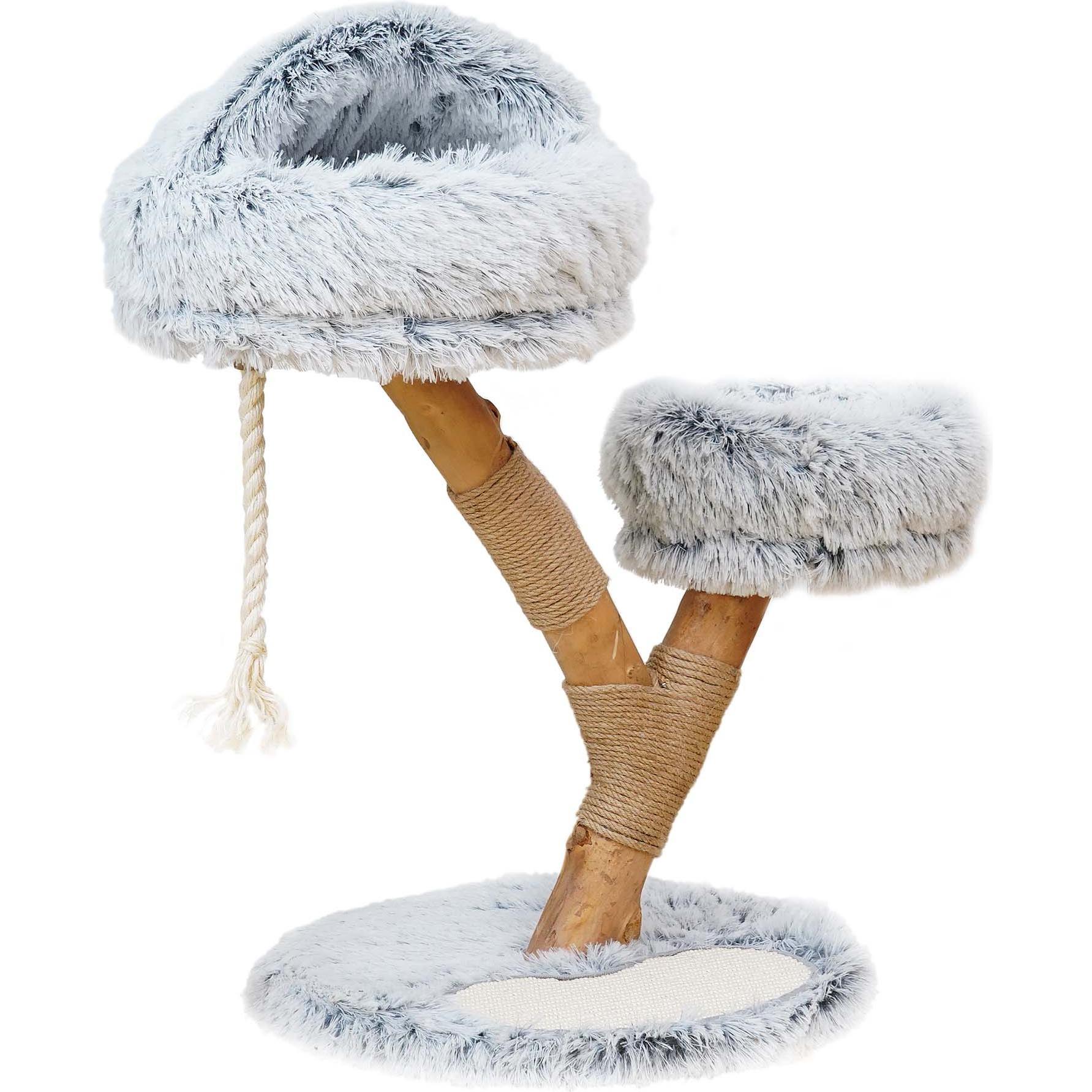 Fudajo Designer-Kratzbaum (80 cm, Creme, Grau), Katzenbaum