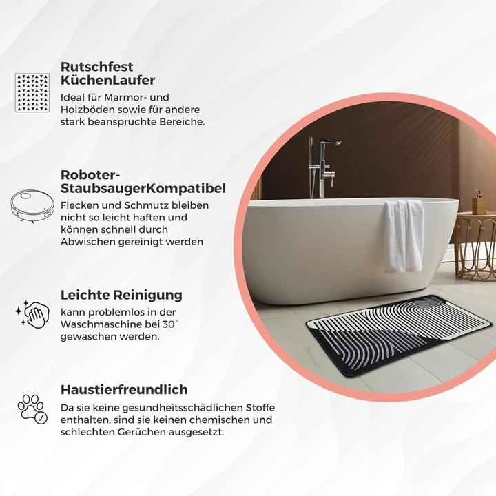 Produktbild Miqna 2-tlg. rutschfestes Badteppich Set, waschbar (60x100 & 50x60 cm) (100 x 50 cm)