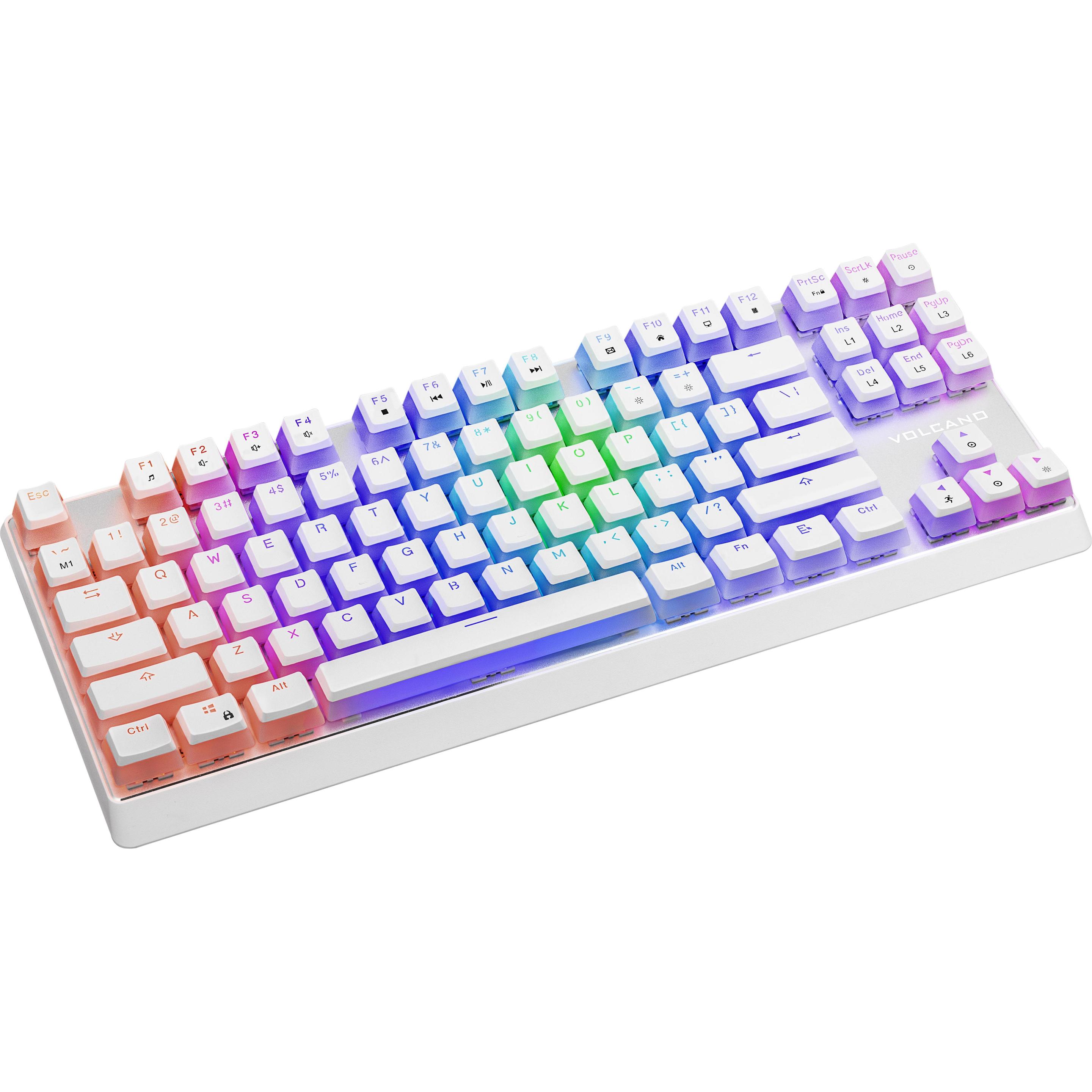 Thumbnail - Modecom VOLCANO LANPARTY RGB PUDDING EDITION White gaming keyboard Blue US (US, Kabelgebunden), Tastatur, Weiss