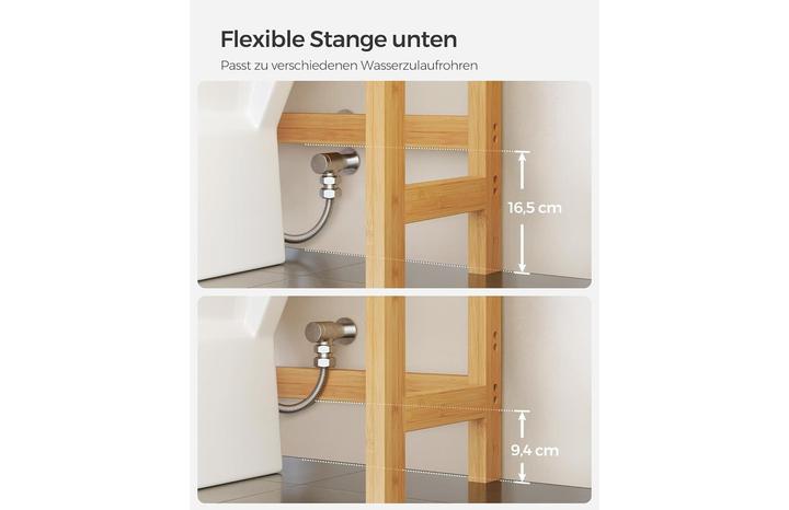 Produktbild Songmics Badezimmerregal mit 3 Ablagen 63 x 170 cm, Braun