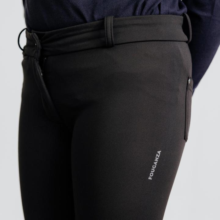Produktbild Fouganza Kids' Full Seat Horse Riding Warm Jodhpurs 180 - Black (128)