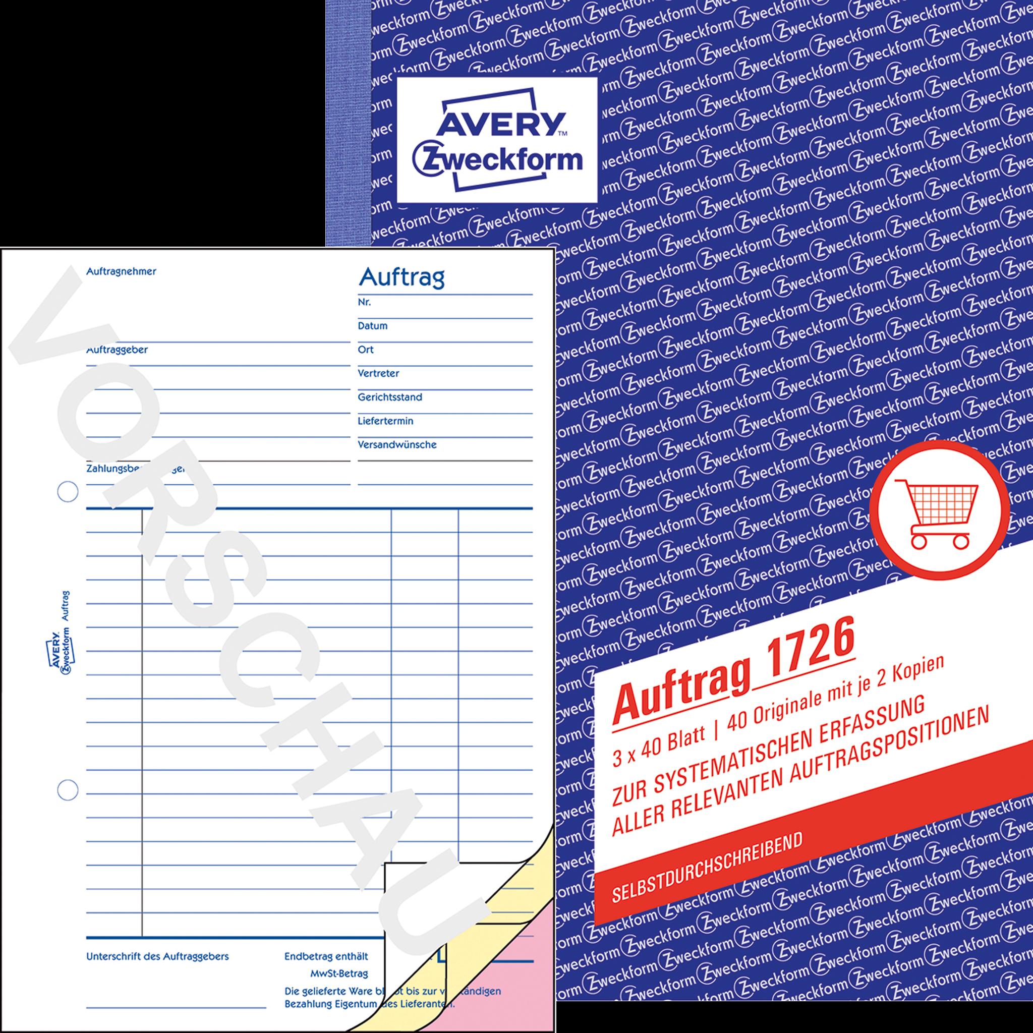 4x Avery, Formular, Auftrag (40 x)