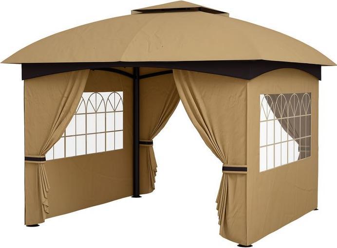 Produktbild Swisshandel24 Pavillon ca. 3,4x3,4 m wasserabweisend, verzinkter Metallrahmen, Beige (335 cm, 335 cm)
