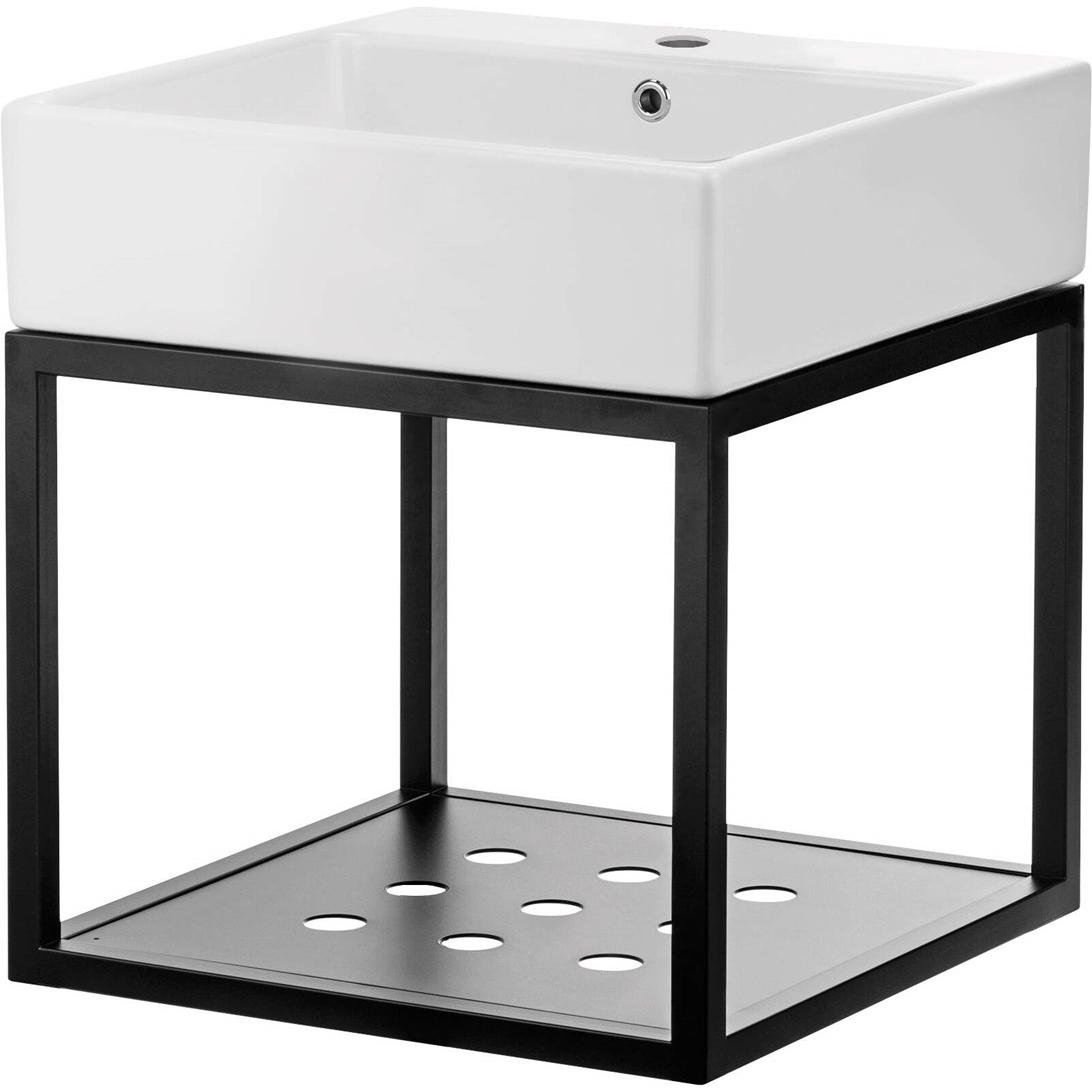 No Name, Consolle per lavabo, Consolle da bagno a muro con lavabo - 60x50 cm