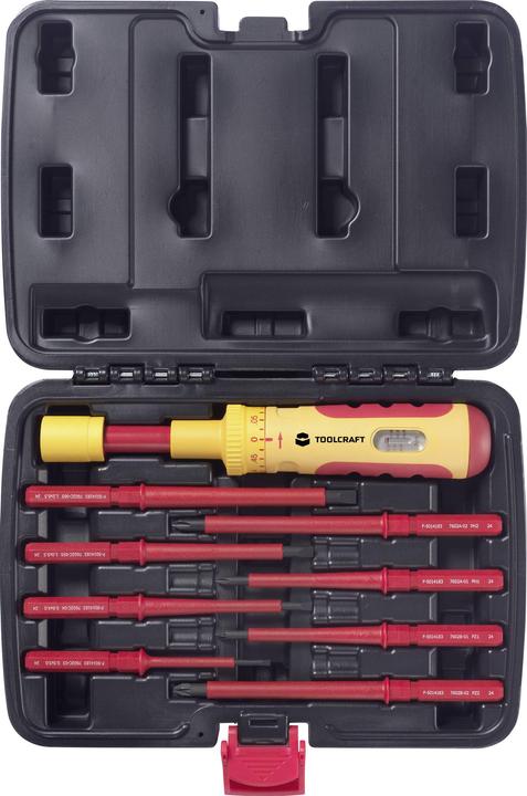 Actual product image Toolcraft 0.5-3 Nm VDE, Elektriker Drehmoment-Schraubendreher-Set 9teilig (1/4", 0.50 - 3 Nm)