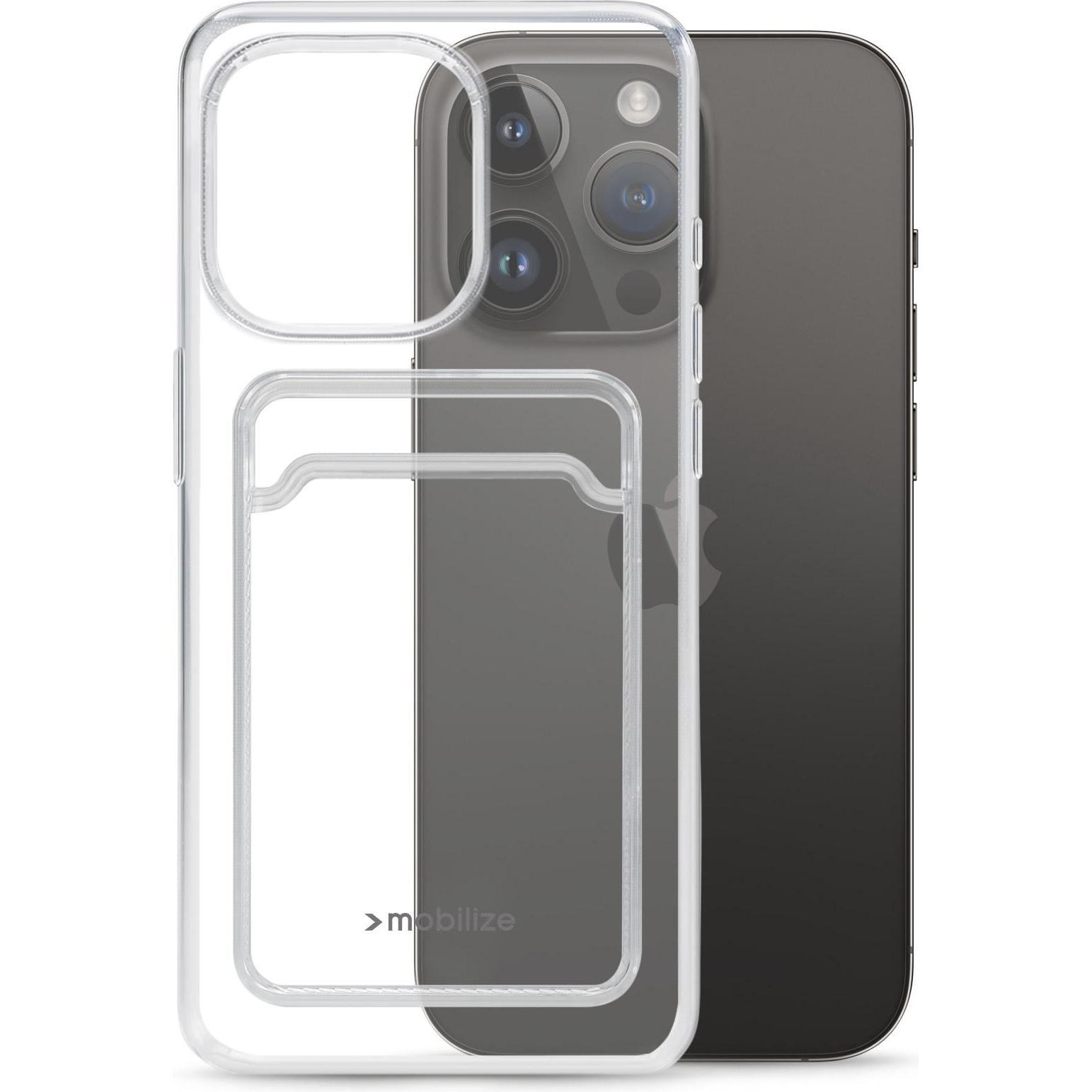 Mobilize Gummi-Gelly-Kartenhülle (Apple iPhone 15 Pro), Smartphone Hülle, Transparent
