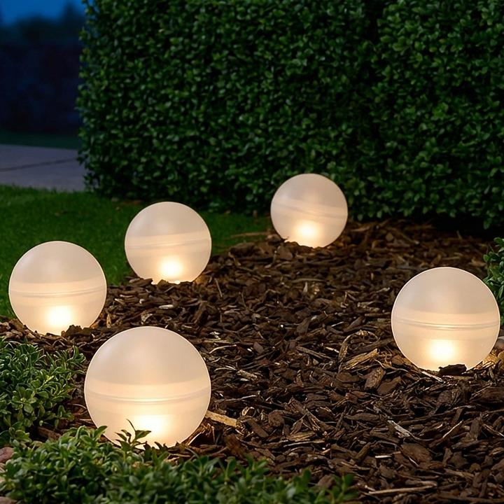 Produktbild Grundig 2er-Set 5 Solar Kugellampen mit Erdspiess, Warmweiss- und RGB-Beleuchtung