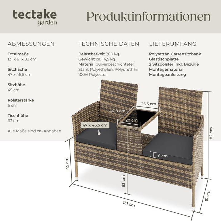 Image du produit tectake Banc de jardin