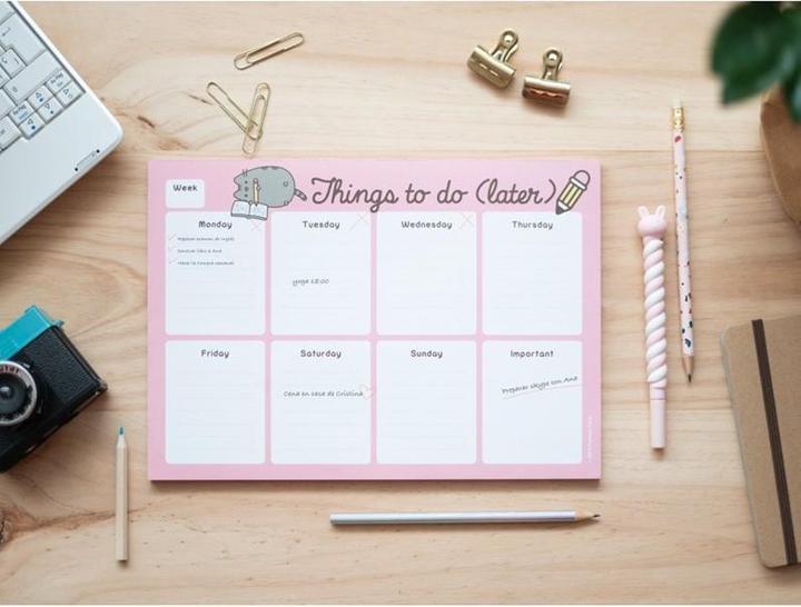 Actual product image Pusheen - Weekly desk planner from the Rose collection, 54 sheets