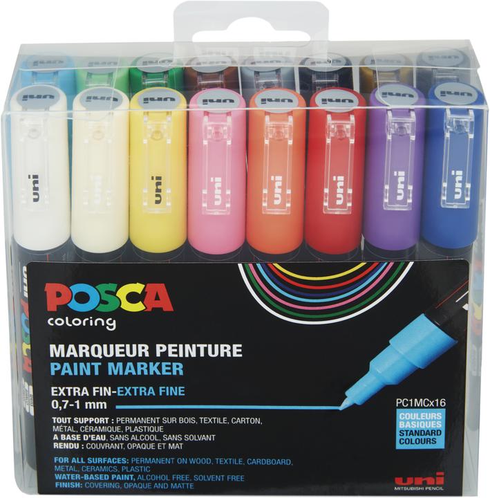 Image du produit Posca Marqueur PC-1MC, jeu de 16 pièces (Multicolore, 1 mm, 16 x)