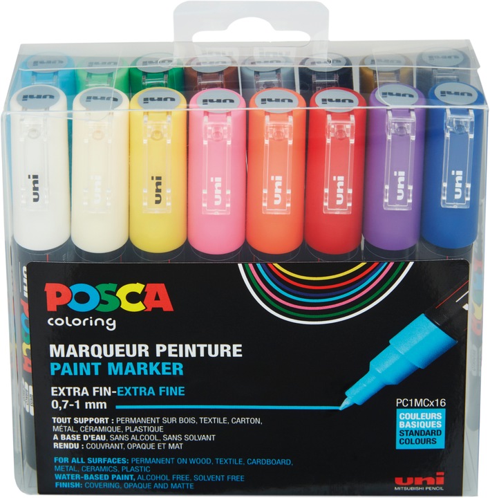Produktbild Posca Marker PC-1MC, 16er Set (Multicolor, 1 mm, 16 x)