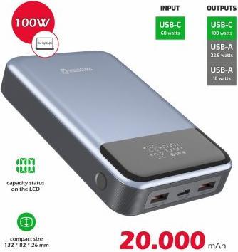 Image du produit Swissten POWER BANK 20000 mAh 100W POWER DELIVERY PRO NOTEBOOKY (20000 mAh, 100 W, 74 Wh)