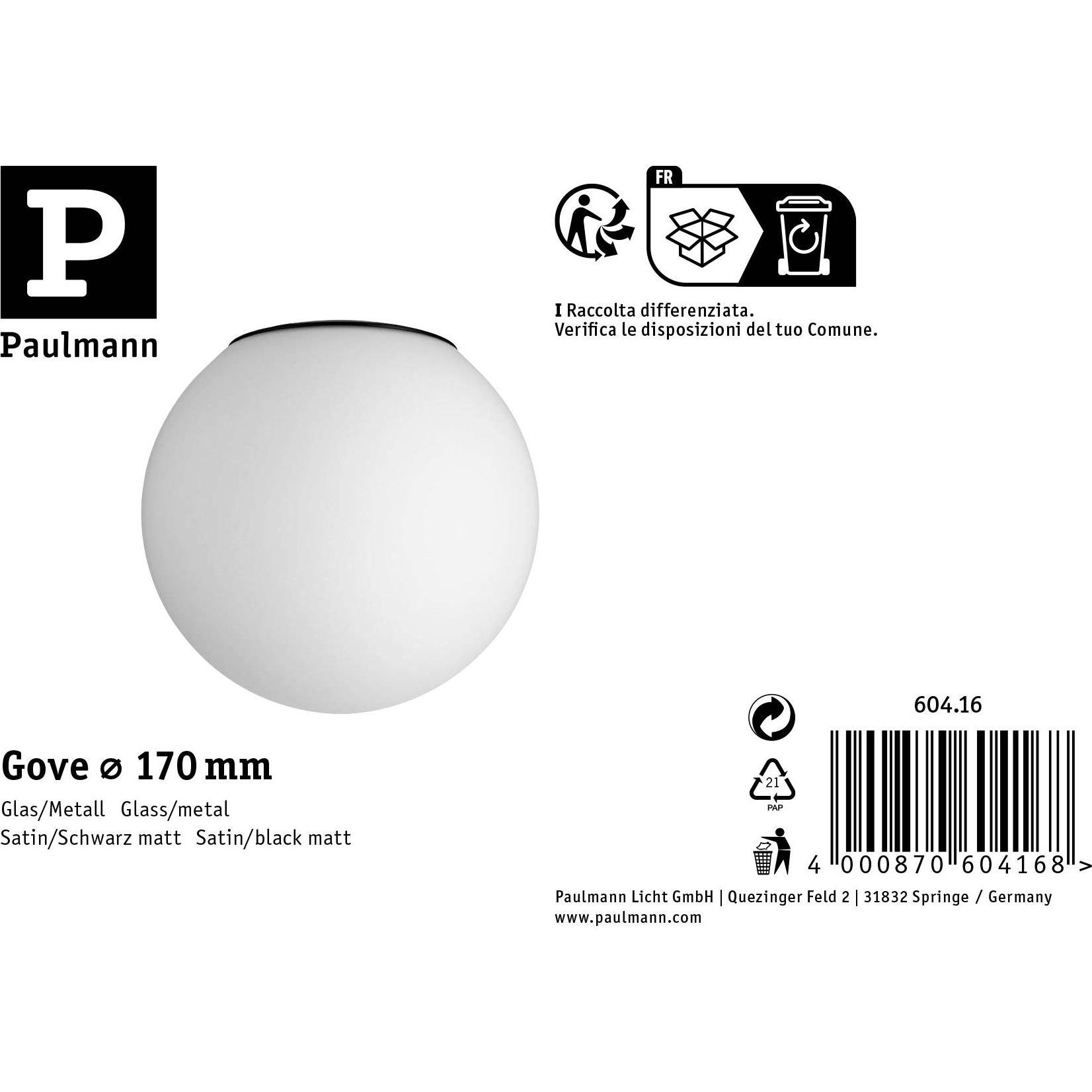 Thumbnail - Paulmann, Wandleuchte + Deckenleuchte, Gove Ersatzglas