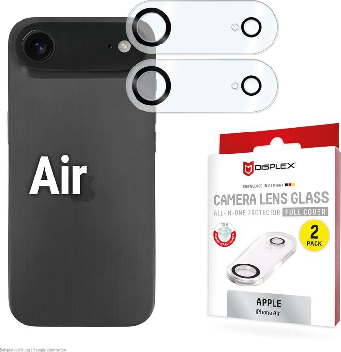Produktbild Displex Full Cover Camera Lens Glass, Kamera Schutzglas, Platte, Doppelpack (2 Stück, Apple iPhone Air)