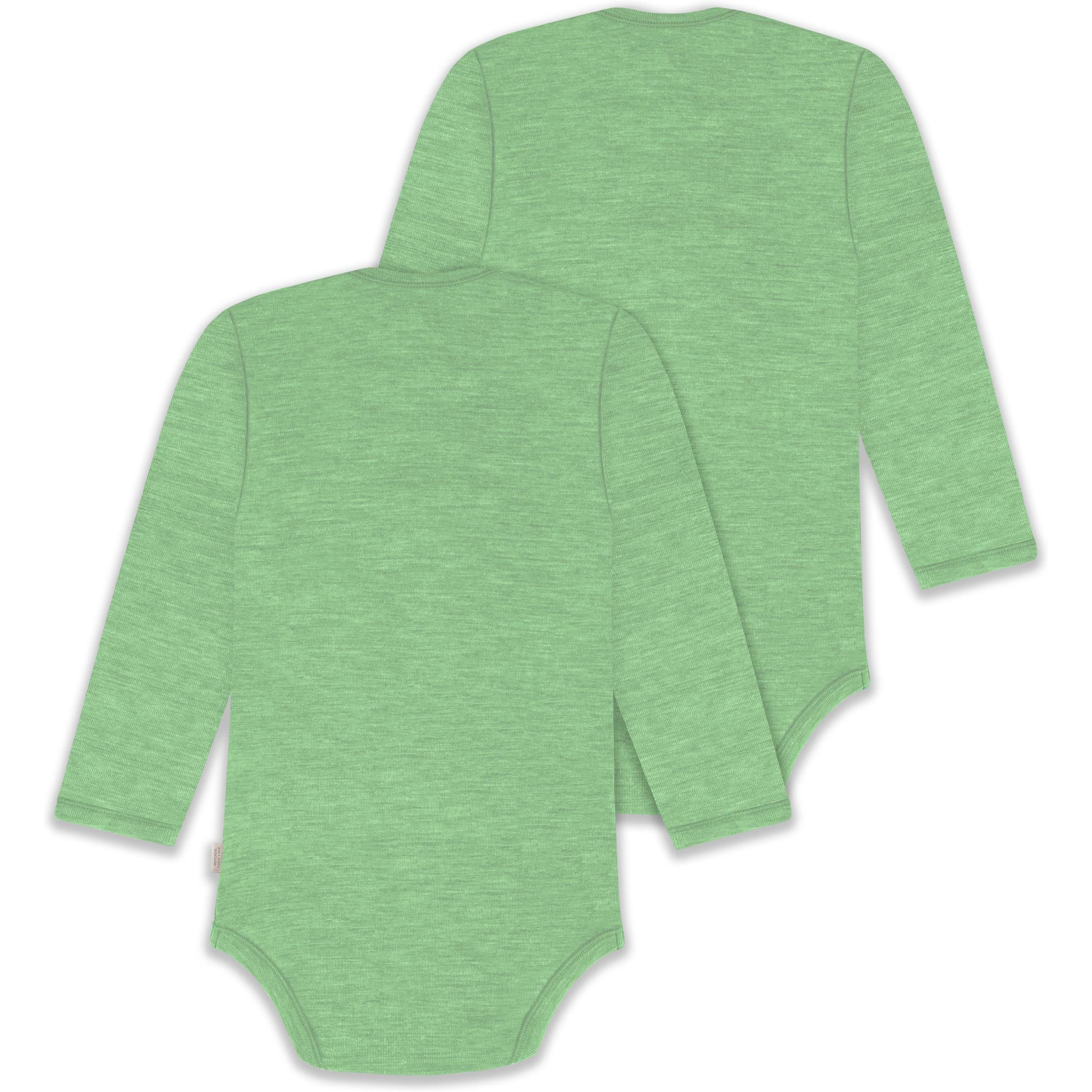 Thumbnail - Normani, Herren, Body, 2er Pack Baby Merino Body Langarm „Auckland" - 9377, Grün, (68)