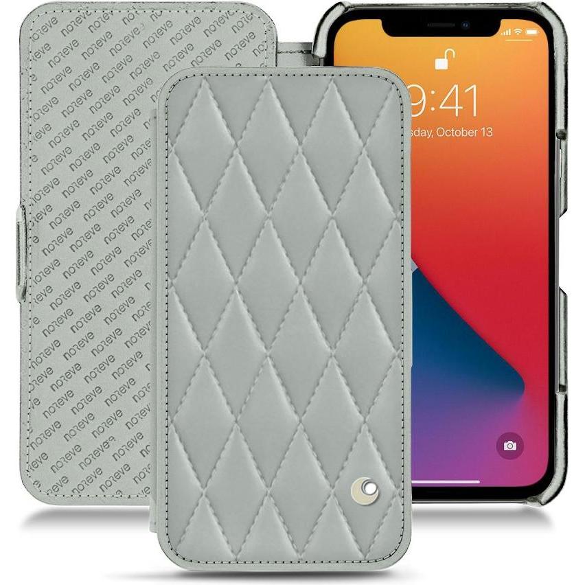 Noreve Lederschutzhülle horizontal (Apple iPhone 13 Pro Max), Smartphone Hülle, Grau