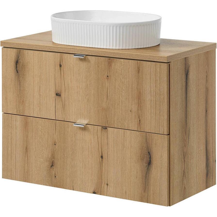 En.Casa, Badmöbelset, Waschtisch Skelbolu 80x71x40 cm Eichenoptik
