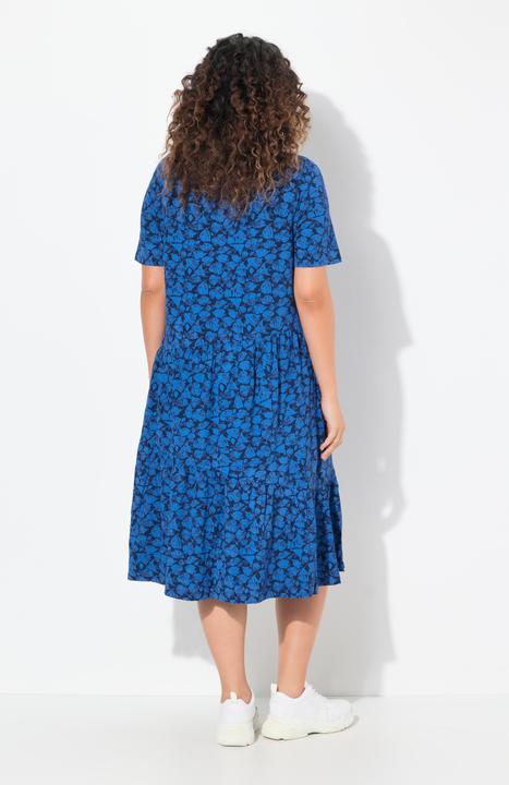 Produktbild Ulla Popken Jerseykleid, Volants, A-Linie, V-Ausschnitt, Halbarm (54)