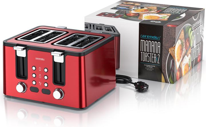 Produktbild Arendo Toaster 4 Scheiben Kurzschlitz, Wärmeisolierendes Doppelwandgehäuse, Edelstahl, Automatik, 1750 W