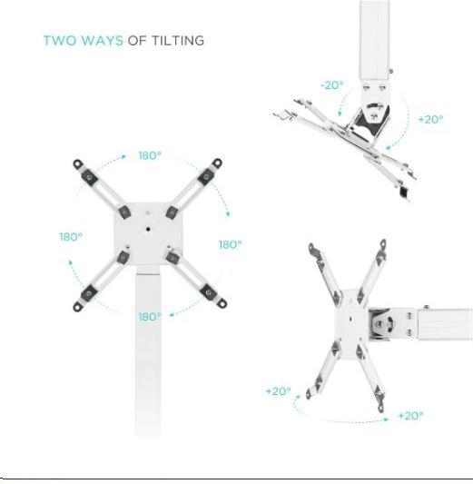 Produktbild Onkron Adjustable Ceiling/Wall Projector Mount up to 10 kg, White (Decke, Wand)