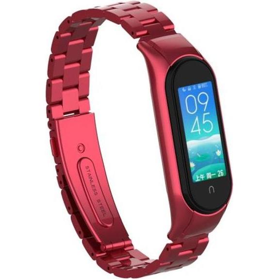 MU Style Metal Series (Edelstahl, Mi Band 6, Mi Band 5), Uhrenarmband, Rot
