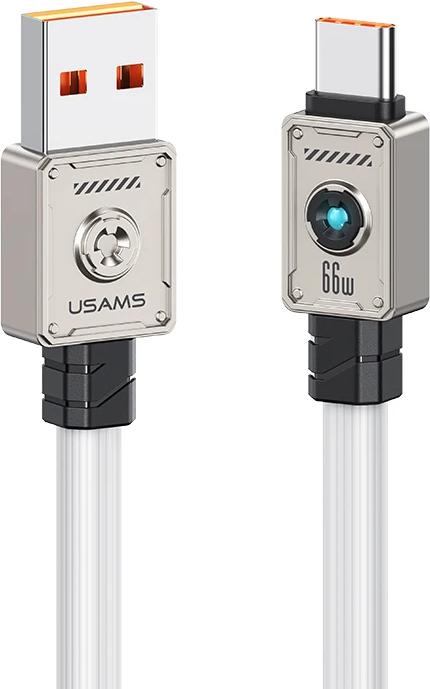 Immagine prodotto Usams US-SJ686 Type-C 66W Zine Alloy Fast Charging & Data Cable With Light 1.2m - White (1.20 m, USB 2.0, 66 W)