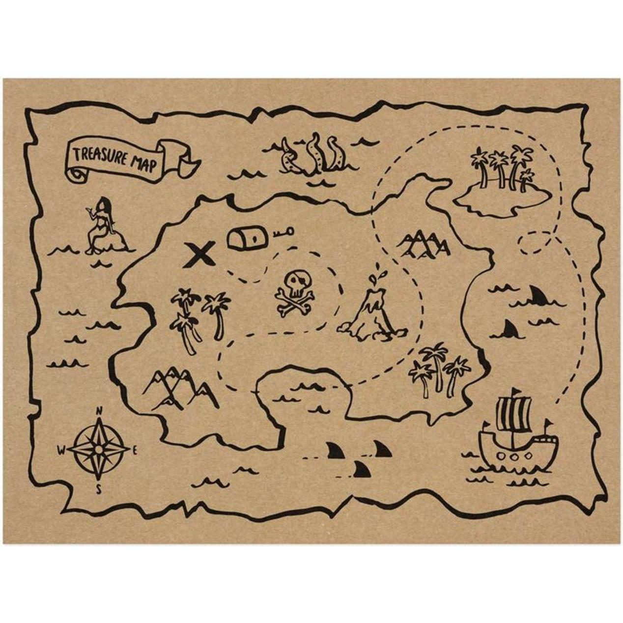 Partydeco, Tischset, Piraten (6 x, 40 x 30 cm)