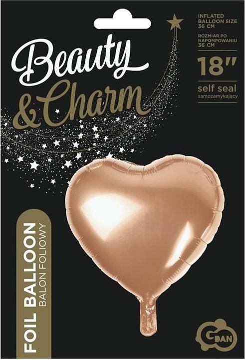 Actual product image GoDan Herz-Folienballon, rosa und gold, 45 cm (1 x)