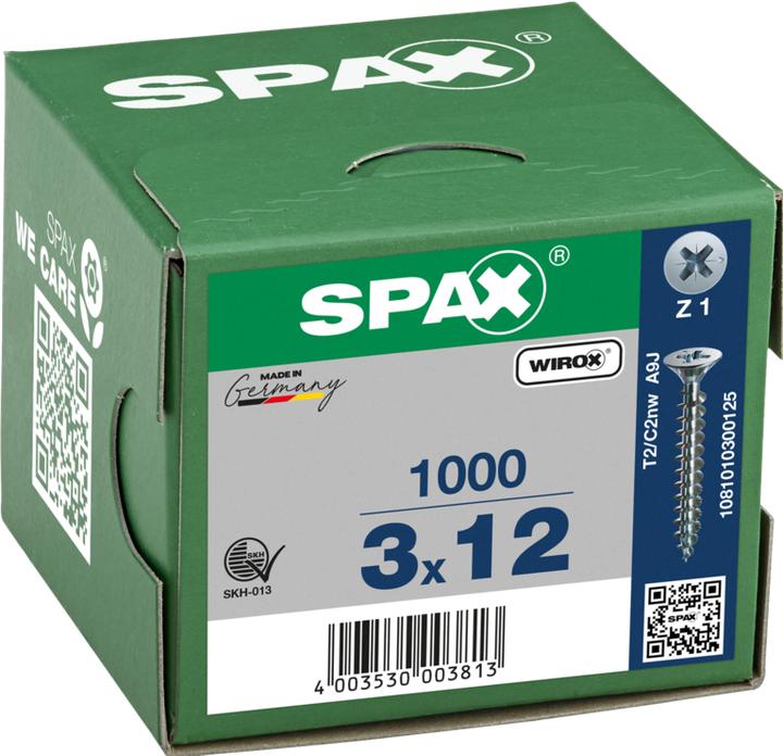 Immagine prodotto Spax Testa Svasata Nervature Del Freno Scanalatura Trasversale Z1 Completamente Filettata (1000 Viti per pezzo)