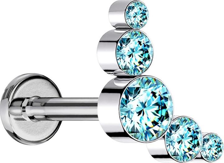Immagine prodotto Star Piercing Micro Labret filo interno argento cinque cristalli acqua (senza ottone, Acciaio chirurgico 316L)
