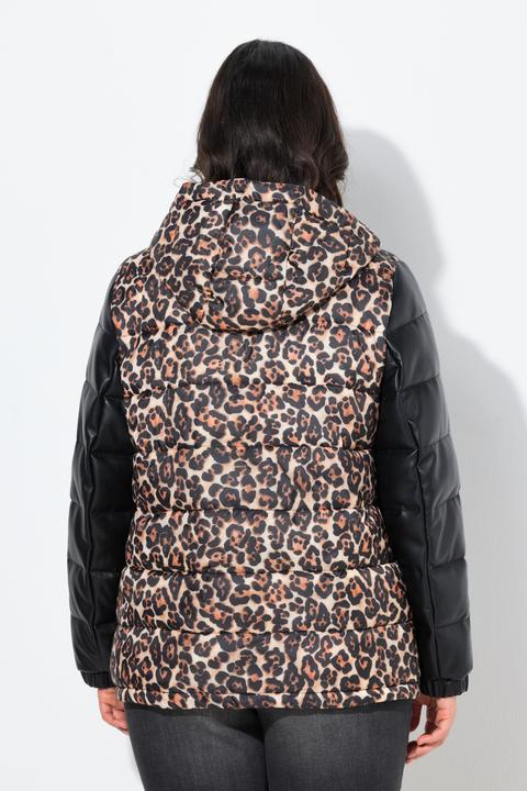 Immagine prodotto Ulla Popken Giacca trapuntata HYPRAR con similpelle, design leopardato e materiale riciclato (58)