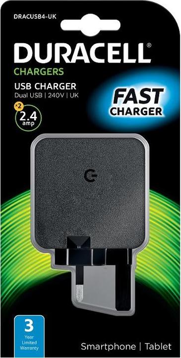Immagine prodotto Duracell Caricabatterie USB per telefono/tablet 2x2,4A (2 porte)