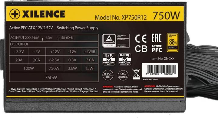 Actual product image Xilence XP750R12.ARGB 750W PC power supply, Meet 80+ Gold, Gaming, ATX (750 W)