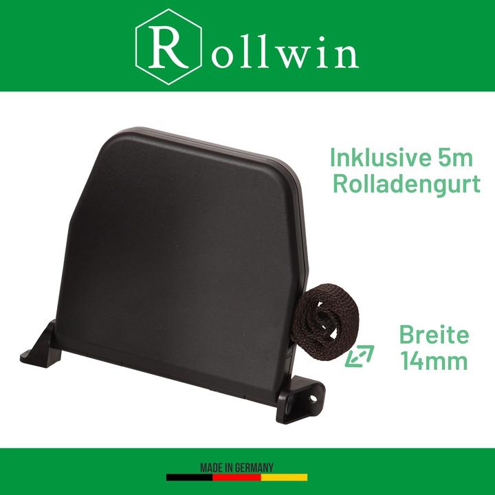 Produktbild Rollwin Rolladen Gurtwickler Aufputz - aus Deutschland - 155mm Lochabstand Braun Mini Rollladen