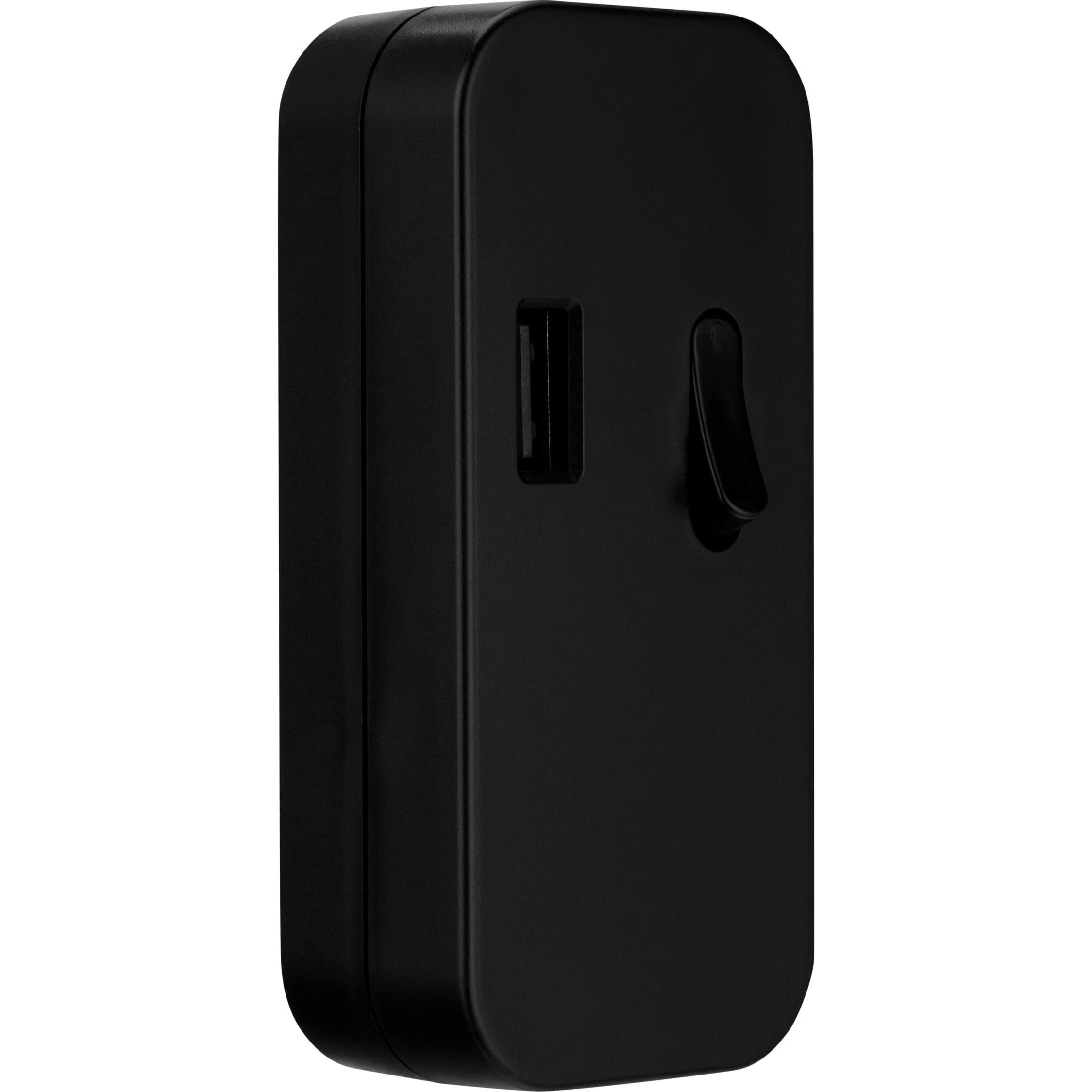 REV, Schnurschalter, Schnur-Zwischenschalter 0033050512, mit USB-A, schwarz