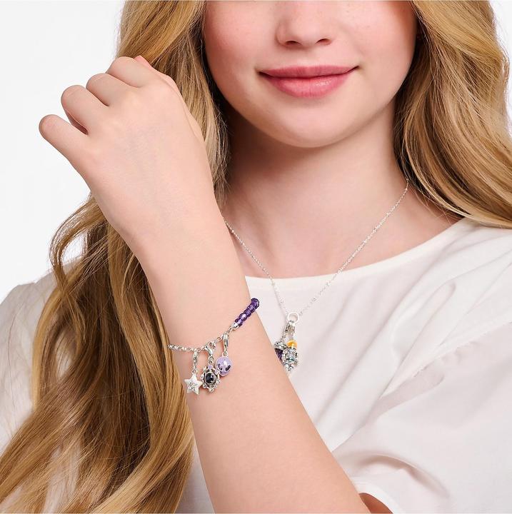 Immagine prodotto Thomas Sabo Bracciale Charm Member con maglie e imitazione di ametista in argento (15 cm, Argento, Smalto)
