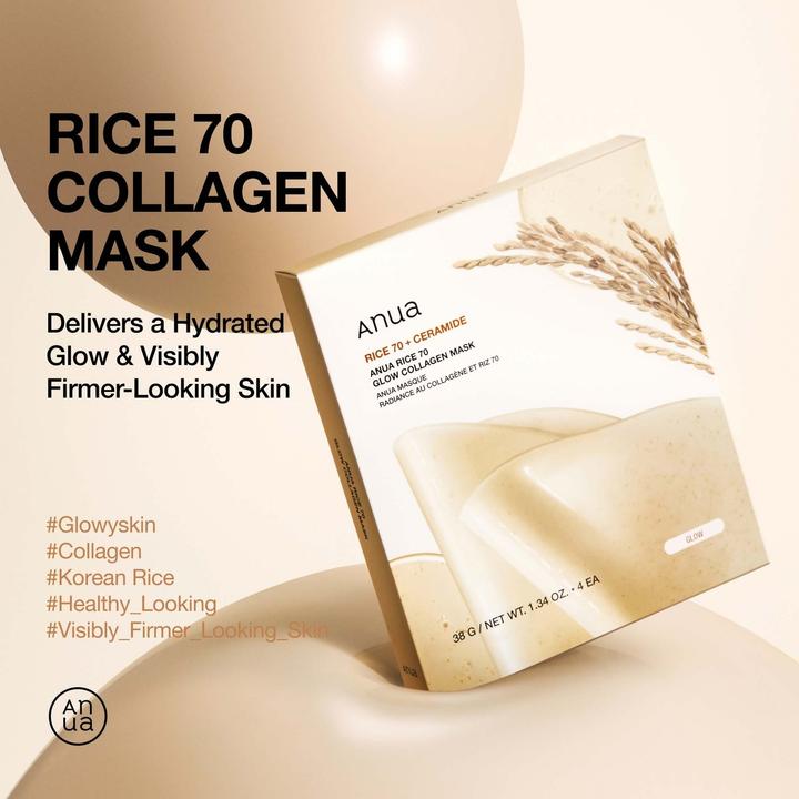 Actual product image Anua Rice 70 Glow Collagen Mask (38 ml)