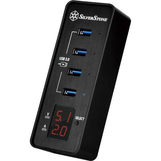 Silverstone EP03 - Hub - 4 x SuperSpeed USB 3.0 (USB-C, 4 Ports), Dockingstation + USB Hub, Schwarz