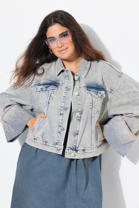 Immagine prodotto Ulla Popken Giacca di denim elasticizzato con collo da camicia e maniche lunghe (58)