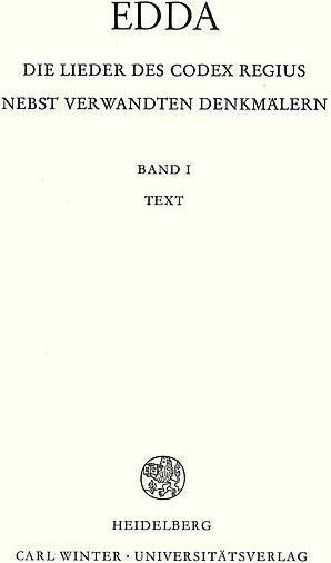 Produktbild Edda (Band 1): Text. Die Lieder des Codex Regius nebst verwandten Denkmälern (Deutsch, Gustav Neckel, 1983)