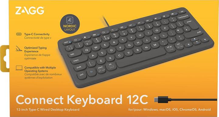 Produktbild Zagg Connect 12C keyboard USB QWERTY Danish, Finnish, Icelandic, Norwegian, Swedish Black (Englisch International, Kabelgebunden)