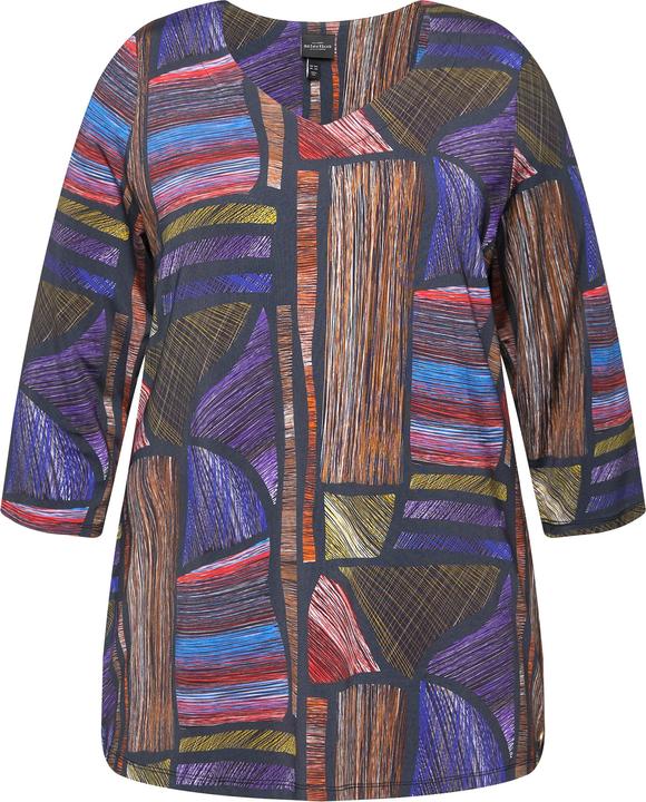 Ulla Popken Slinky-Longshirt, A-Linie, Herzausschnitt, 3/4-Arm